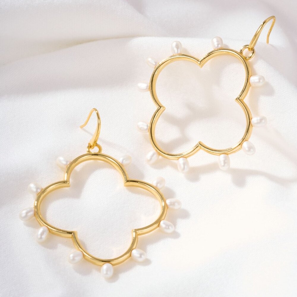 Alicia Bonnie Lena Gold Pearl Drop Earrings Elegant Gift Trendy Jewelry